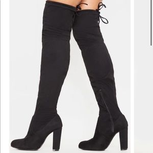Women’s Black Suede Thigh High Boots